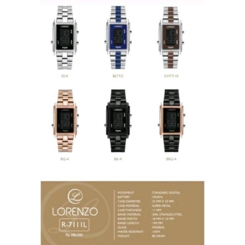 Jam Tangan Wanita Lorenzo R 7111L Digital Original