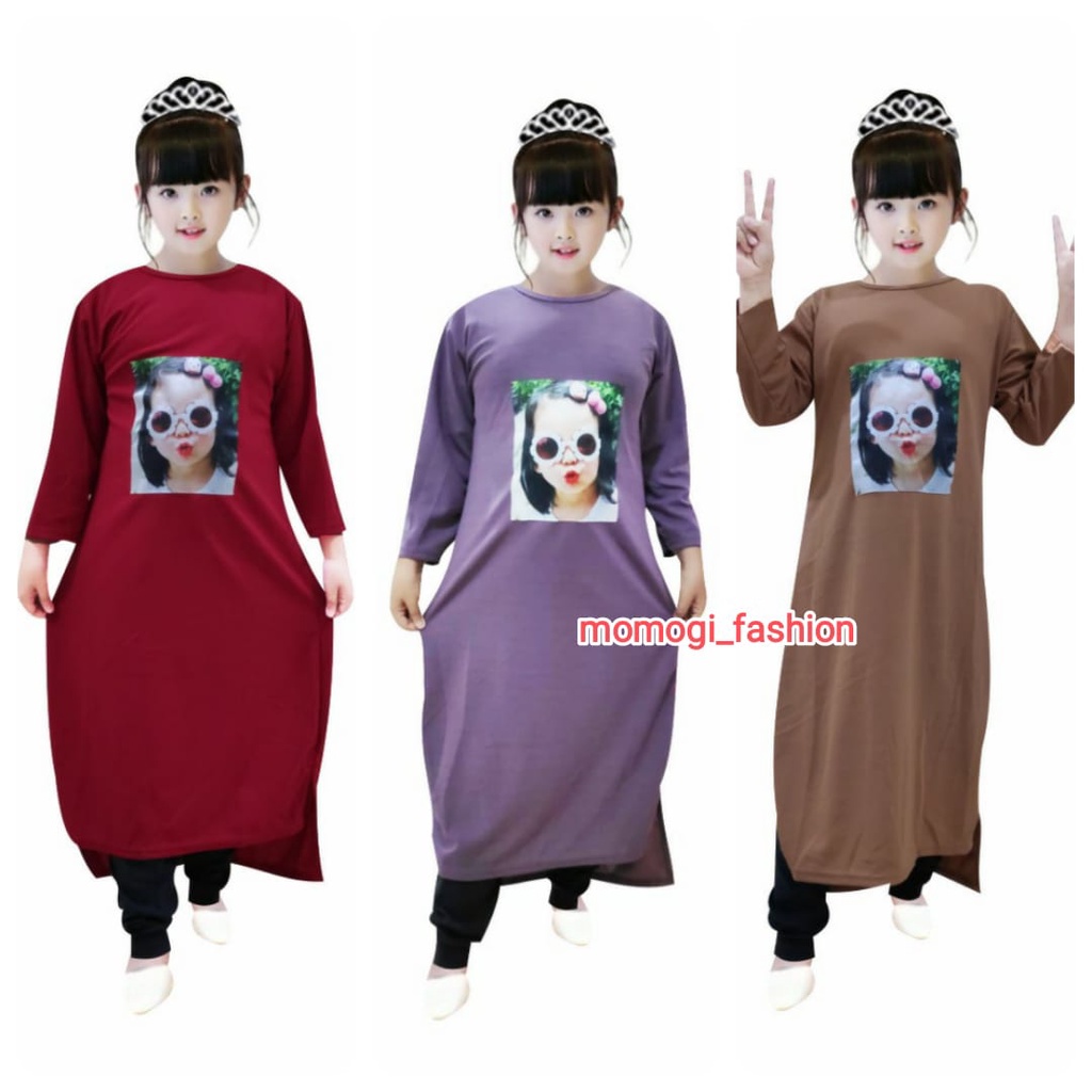 MOMOGI-MIDI DRESS ANAK PEREMPUAN MOTIF KARAKTER / LONG TUNIK ANAK (Usia 5th-10th)