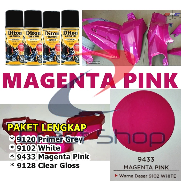 Paket Lengkap Cat Pilox Diton Premium Magenta Pink 9433 Warna Ungu Merah Muda pilok pylox pylok