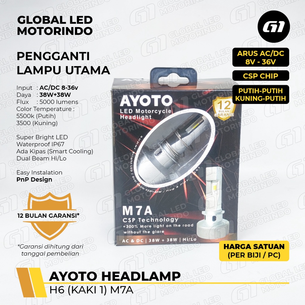 [AYOTO] LAMPU DEPAN (HEADLAMP) H6 LED M7A AC DC MOTOR MATIC / BEBEK