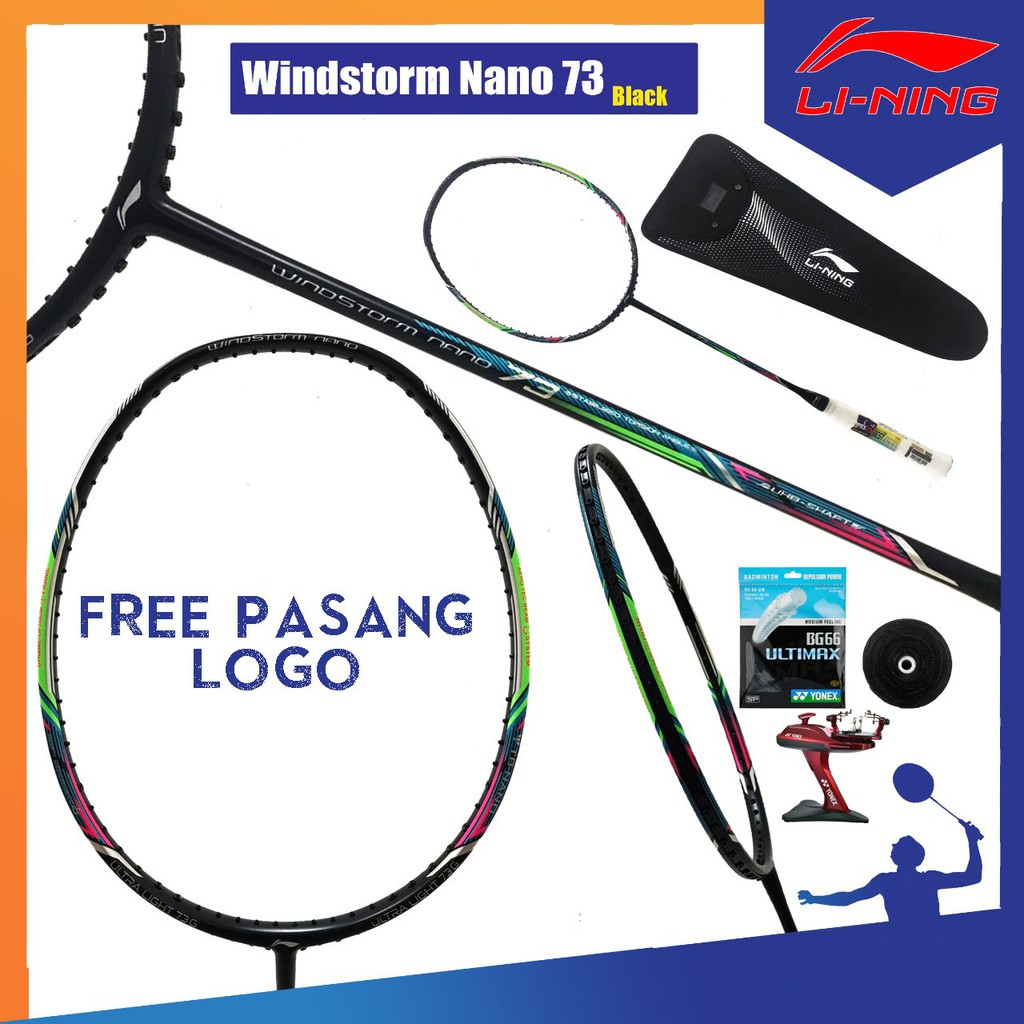 LINING WINDSTORM NANO 73 RAKET BADMINTON ORIGINAL