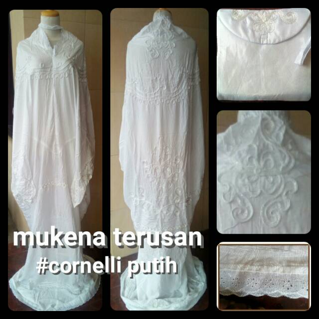mukena rayon putih terusan cornelli dewasa