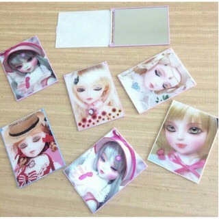 Kaca Cermin dandan rias gambar 3D / Cermin lipat motif barbie 3D / cermin rias praktis traveling