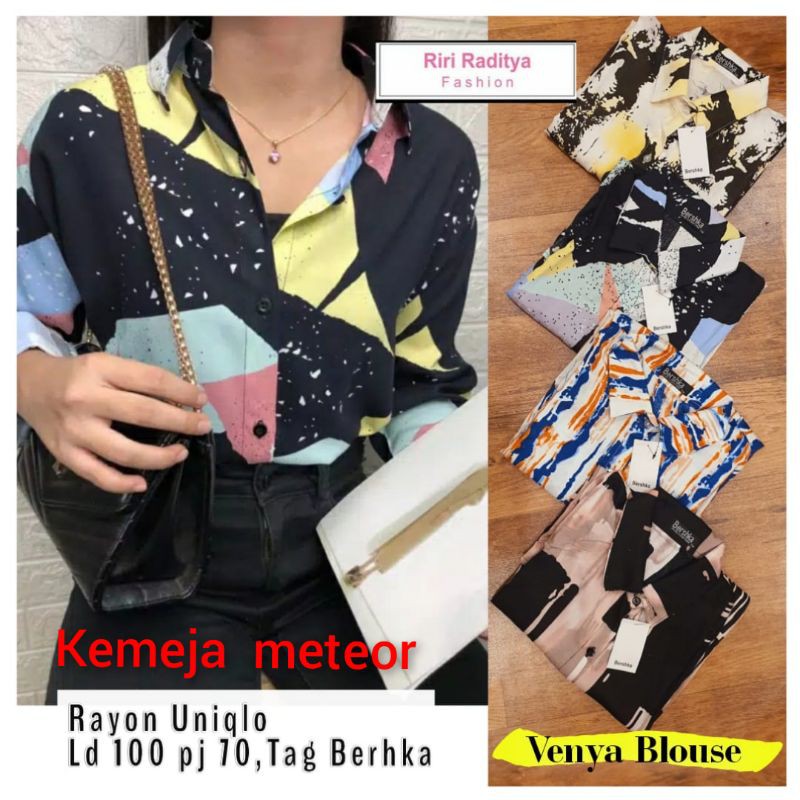 SALE KEMEJA RAYON UNIQLO//KEMEJA RAYON MOTIF KEKINIAN//BLOUSE RAYON VENYA BERLABEL(1KG MUAT 7PCS)