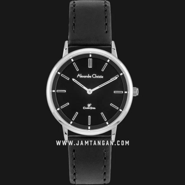 Alexandre Christie AC 8492 LH LSSBA Women Black Dial Black Leather Strap