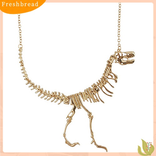 [TERLARIS]Men Women Unisex Punk Dinosaur Bone Drop Pendant Statement Alloy Chain Necklace