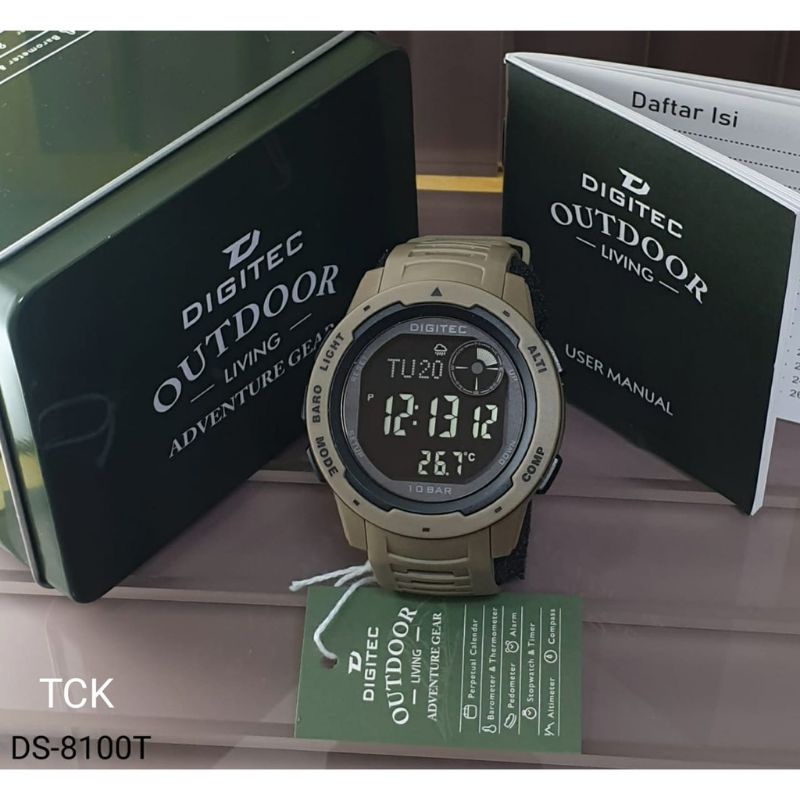 DIGITEC 8100T JAM TANGAN PRIA ALTIMETER KOMPAS ORIGINAL GARANSI RESMI 1 TAHUN