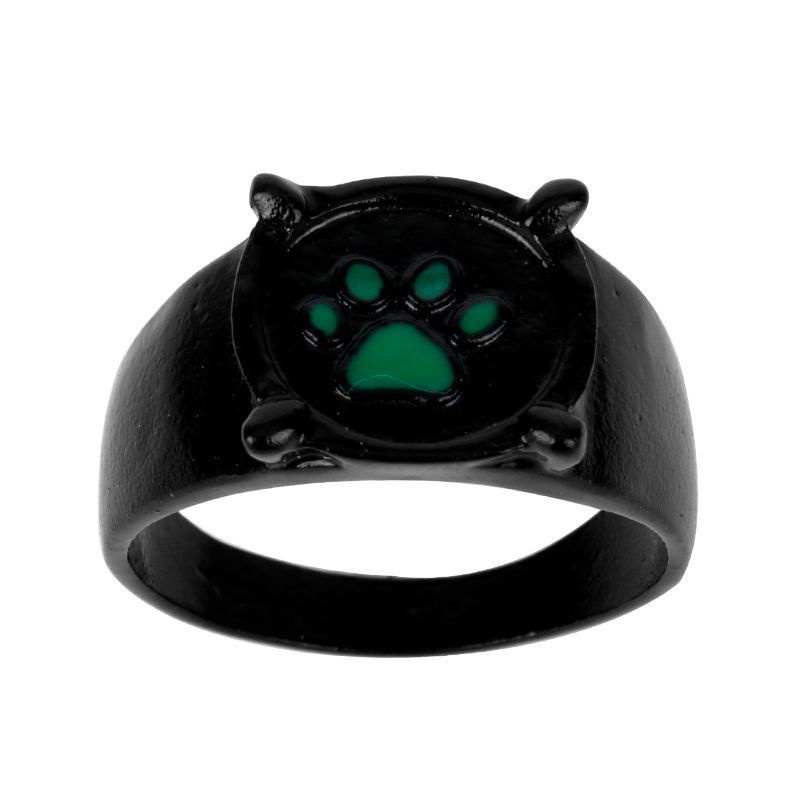 Cincin Motif Kartun Telapak Kaki Anjing / Kucing Warna Hitam Untuk Wanita