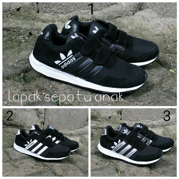 (B) TERLARIS sepatu adidas anak sekolah perekat hitam