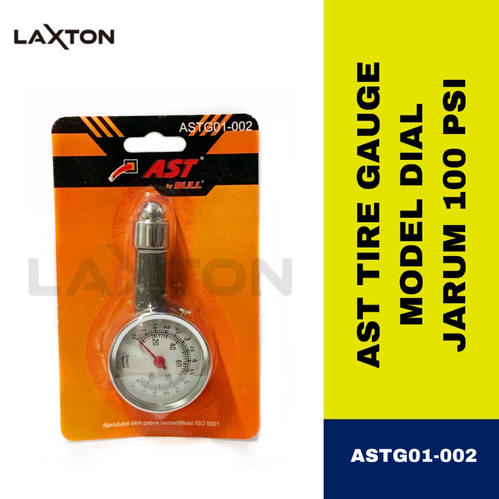 Ast Tire Gauge alat pengukur tekanan ban model dial jarum jam 100psi