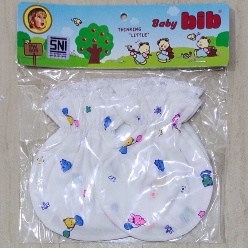 Baby BIB Sarung Tangan Dan Kaki Putih motif 4set