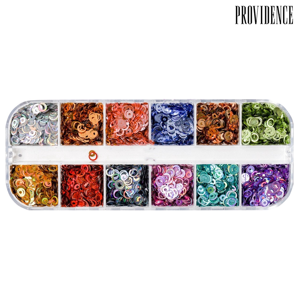 Providence 12Grids/Box Manicure Ring Flake Various Shapes Beautify Nails Candy Colors Nail Art Glitter Neon Round Sequins for Female