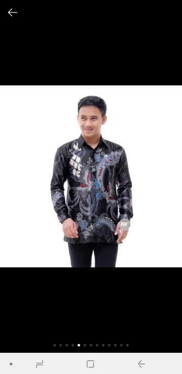 Kemeja Batik Semi Sutra Silky Premium Berfuring Lengan Panjang  Clasik Sutra Xxl  Fashion Batik Pria