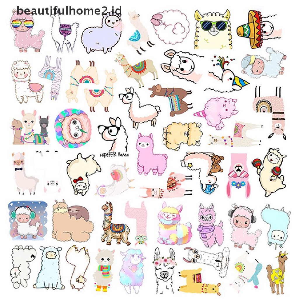 [beautifulhome2.id] 50PCS Llama Alpaca Sticker Animal Stickers Laptop Luggage Skateboard Stickers ID