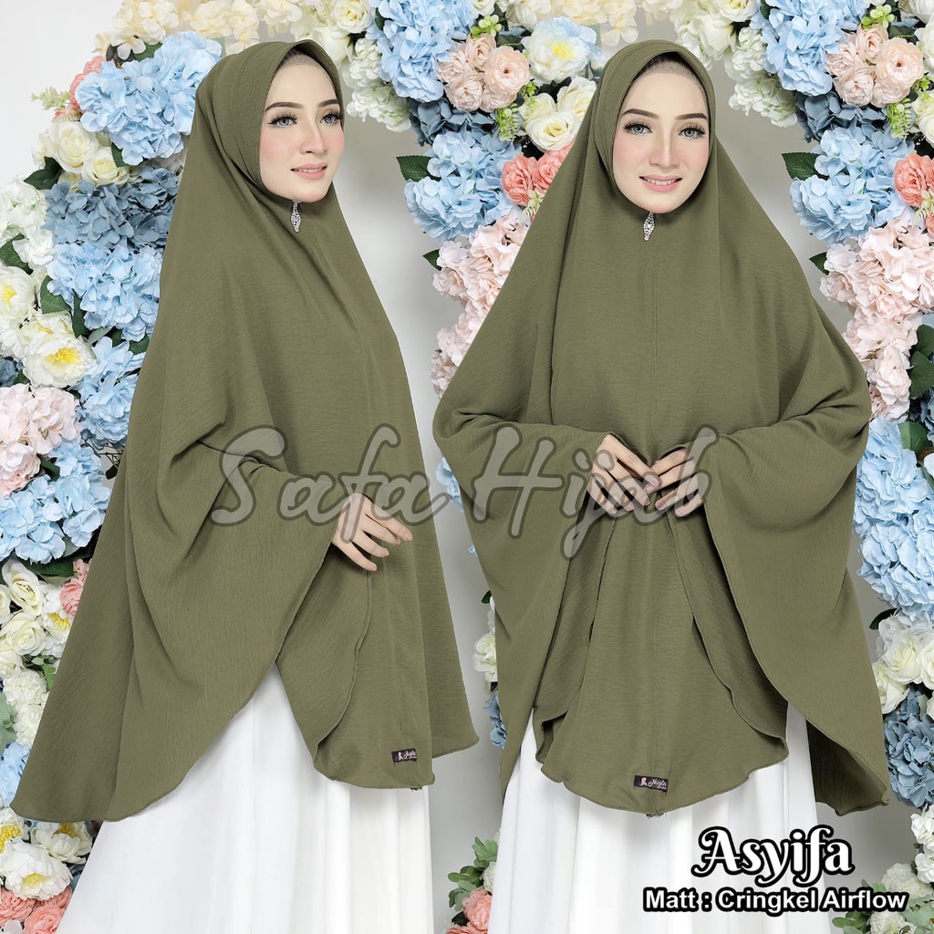 Jilbab Instan Crinkle Airflow Khimar Airflow crinkle Premium Asyifa Jilbab Bergo Pet Airflow Anti Kusut Safa Hijab