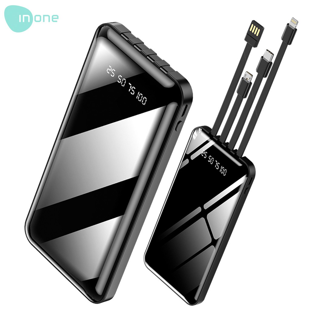 Powerbank INONE P22 12000mAh 4 Output 2 Input Tipe C Micro Lightning USB LED Display Pocket Size Fas