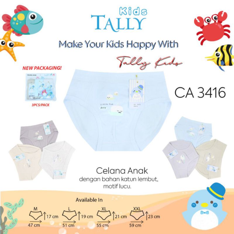 TALLY KIDS BOY 3416 | CD CELANA DALAM ANAK COWOK LAKI-LAKI SEGITIGA | BAHAN KATUN | SIZE L - XXL