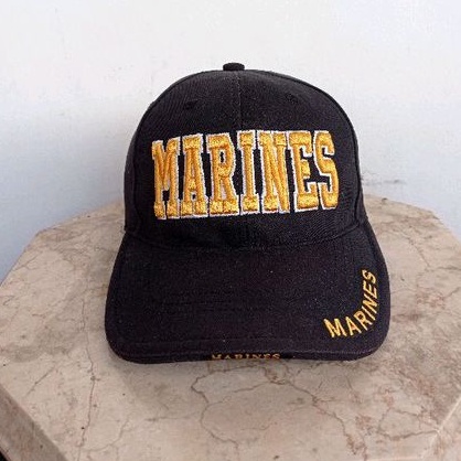 Topi Strap MARINES by ROTCHO Blocked Script Embordired Strap Cap