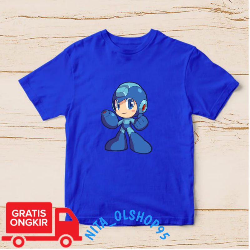 baju anak megaman , baju anak gambar robot , Mega man