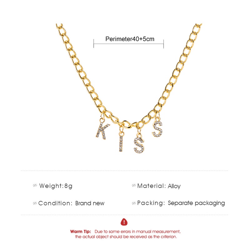 Kalung Wanita Fashion Liontin KISS Simple Korean Aksesoris Import