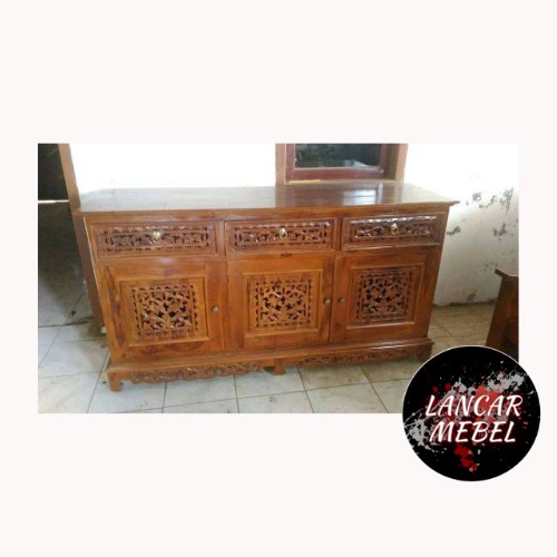 Bufet Palembang Jati Ukir Minimalis