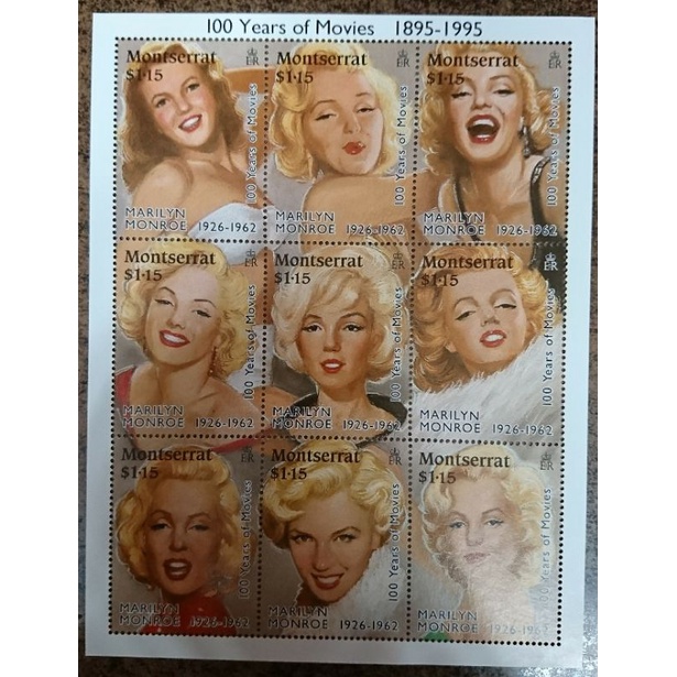 

Mini Sheet Prangko Perangko Montserrat 100 Years of Movies Marilyn Monroe 1995