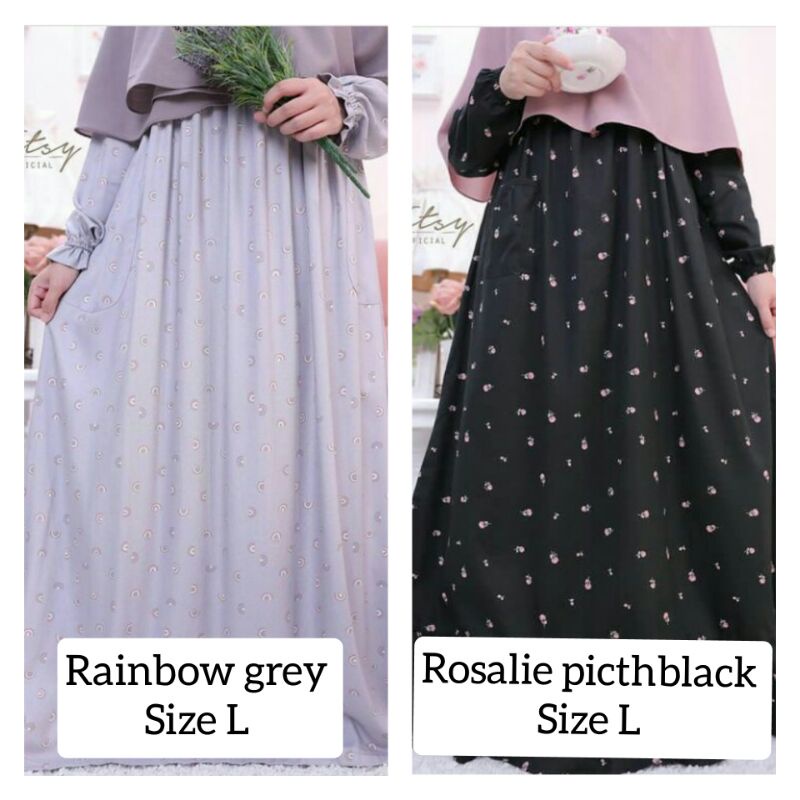 Ditsy JUNI 2021 Nightgown Rosalie pitchblack | Rainbow grey size L