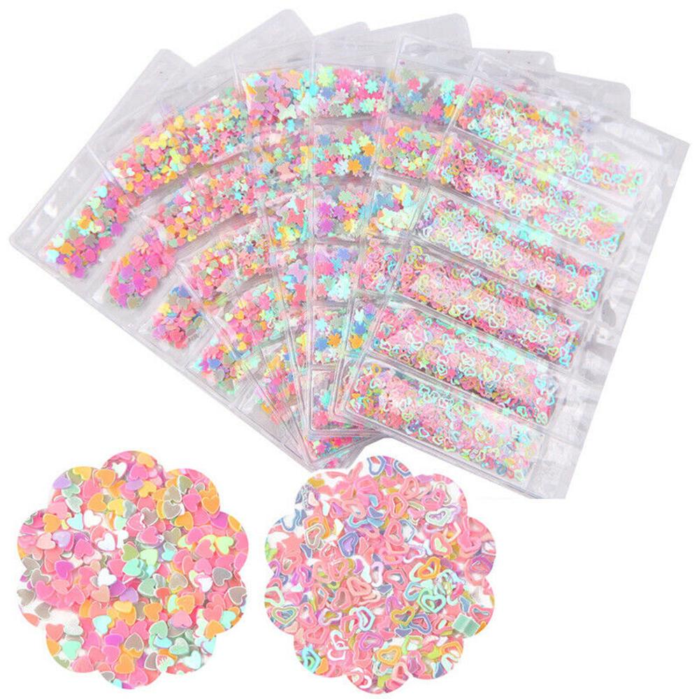 Agustina Paku Sequin Candy Colors Rabbit Heart DIY Paillette Acrylic Nail Art Manicure