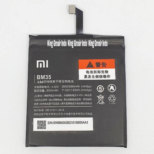 Baterai Xiaomi BM35 Mi4C Original 100% BM 35 Mi 4C Battery Batre Batere Batt Bat