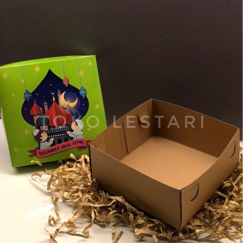 Box Lebaran Idul Fitri 22x22x10 CM Untuk Kotak Kue Roti Cake Snack Hampers Lebaran