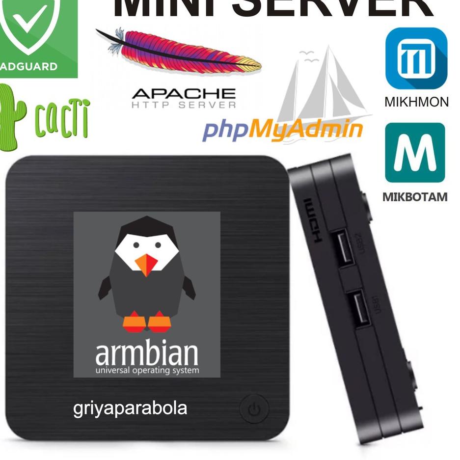 RZH Mini Server Armbian Linux AdGuard Cacti Mikbotam Mikhmon WebServer MikroTik RT RW Net WiFi HotSp