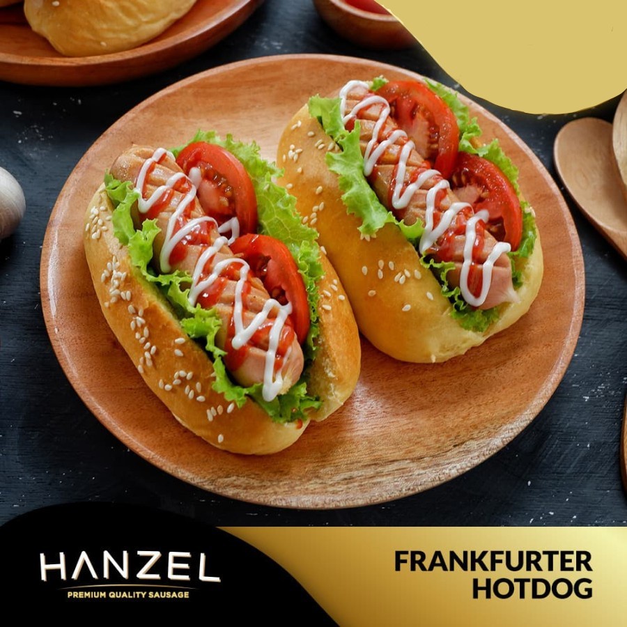 SOSIS SAPI FRANKFURTER GARLIC BUTTER HANZEL 360GR PREMIUM BEEF SAUSAGE ISI 7PCS HALAL