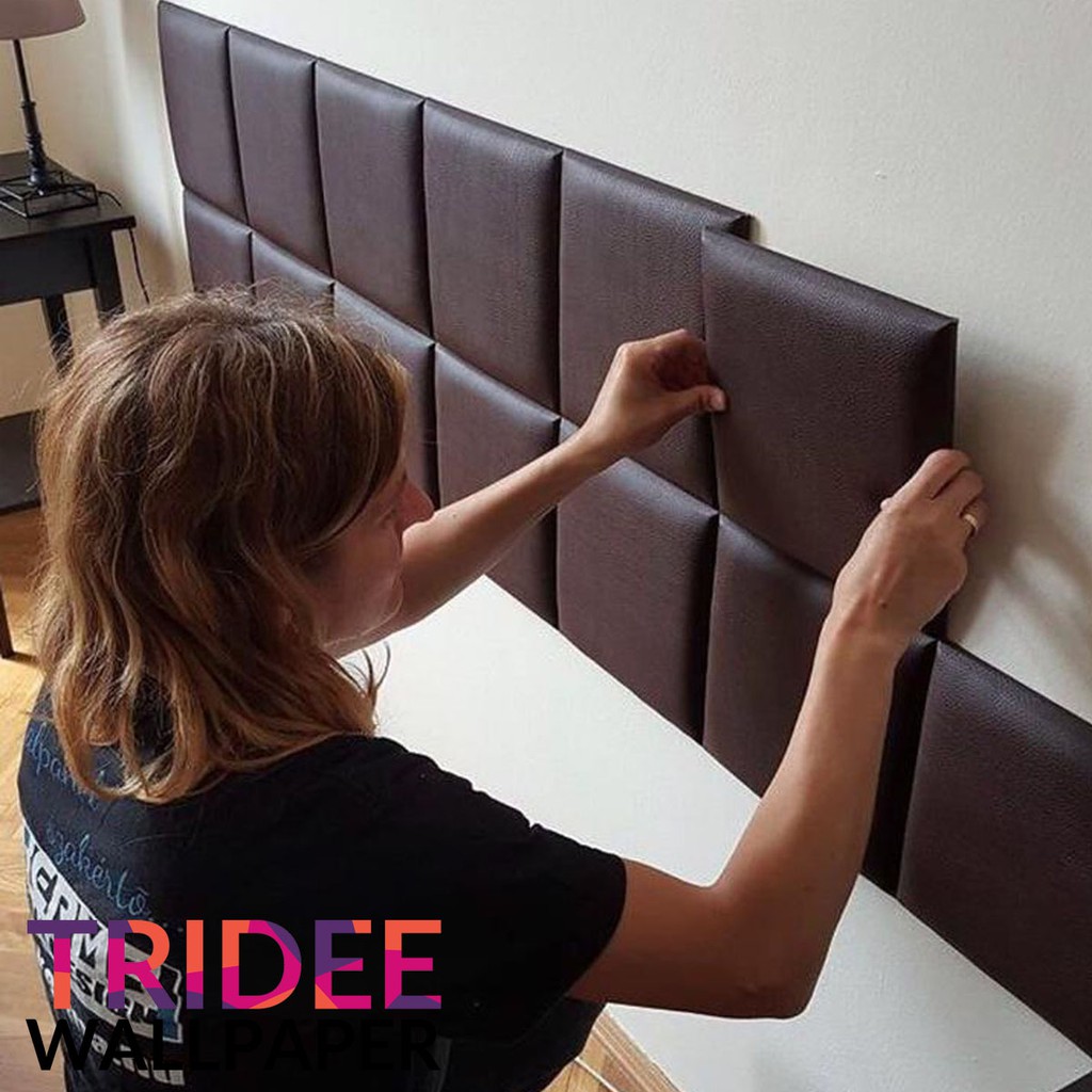 Leather Headboard Wallpanel Sticker | Panel Kulit Kasur Stiker Dinding | TRIDEE WALLPAPER