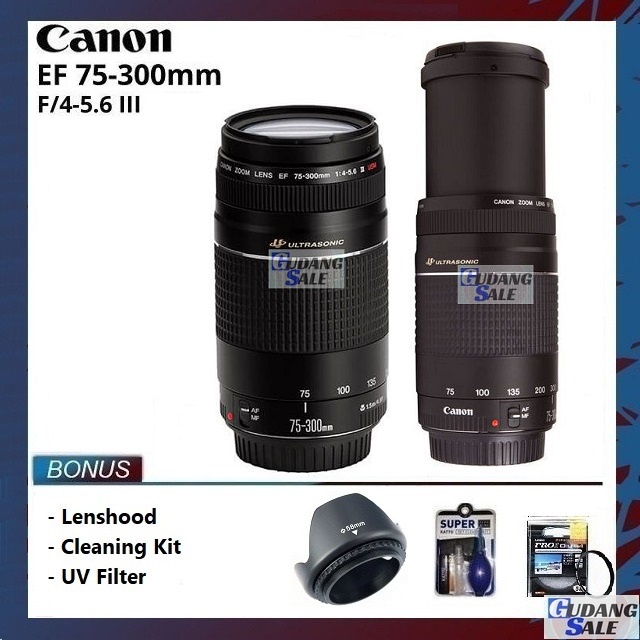 LENSA TELE CANON EF 75-300mm F/4-5.6 III - GARANSI 1 TAHUN | CANON EOS DSLR 1100D 1200D 1300D 700D 6