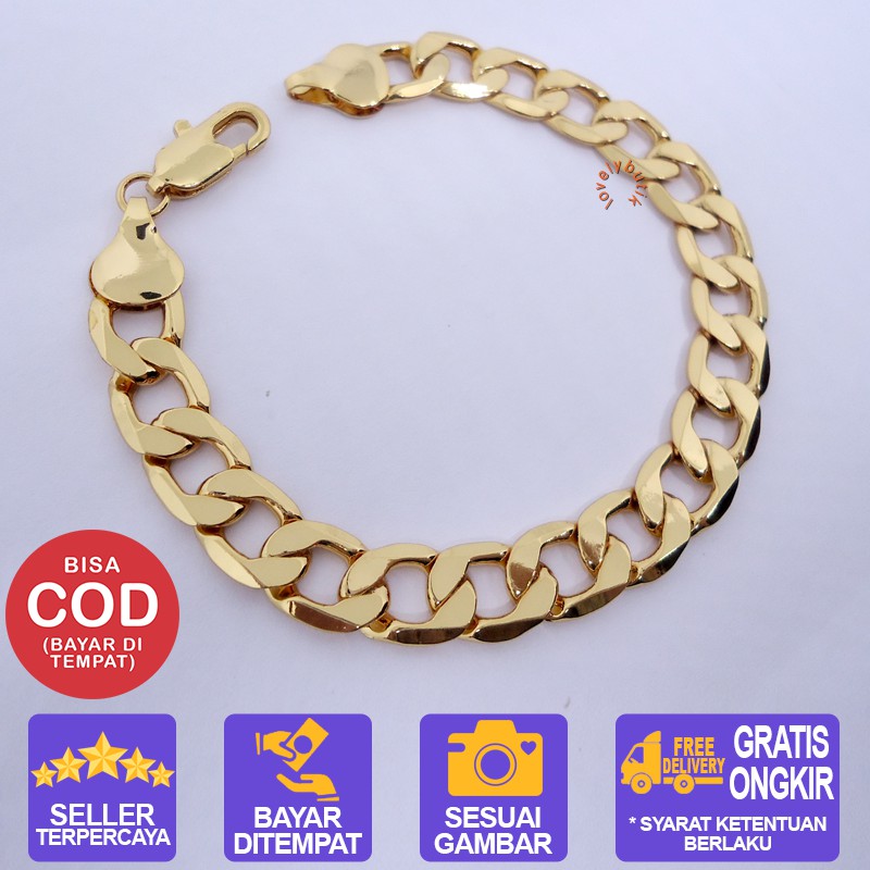 Gelang Tangan Wanita Lapis Emas Xuping Rantai Polos Uk. 18 cm Warna Emas