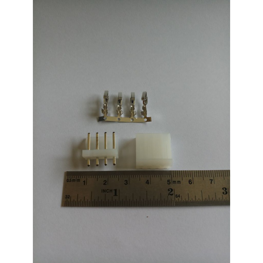 Konektor 4 Pin Set Nilon Molek Besar Jarak pin 3.96 mm White