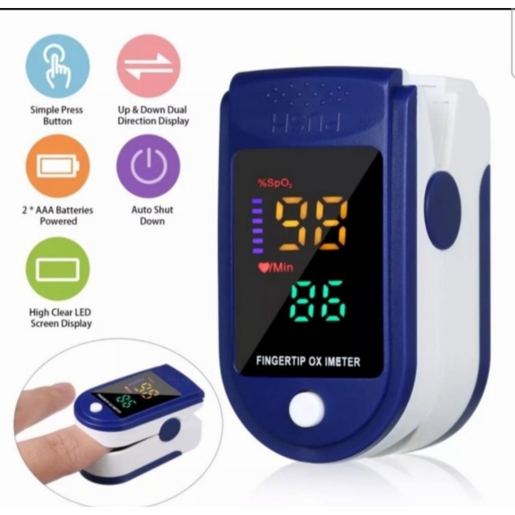 J405 OXIMETER ORIGINAL OXI METER FINGERTIP PENGUKUR DETAKAN JANTUNG CORONA COVID 19 PENJAGA KESEHATANAN OXYMETER PULSE OKSIGEN LCD J405 Oxymeter LCD Full Colour Spesifikasi : - Full Colour display - SpO2 - Measurement range: 70~99% - Resolution: 1% - Accu