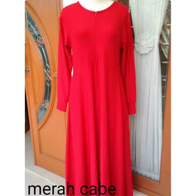 Gamis Polos Jersey Merah Cabe