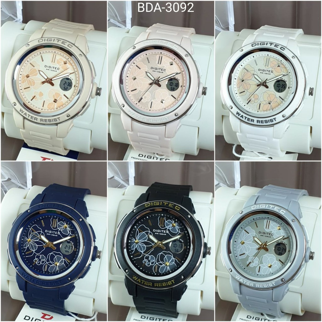 Digitec DG-3092 Jam Tangan Wanita Dual Time Original Ruber Strap