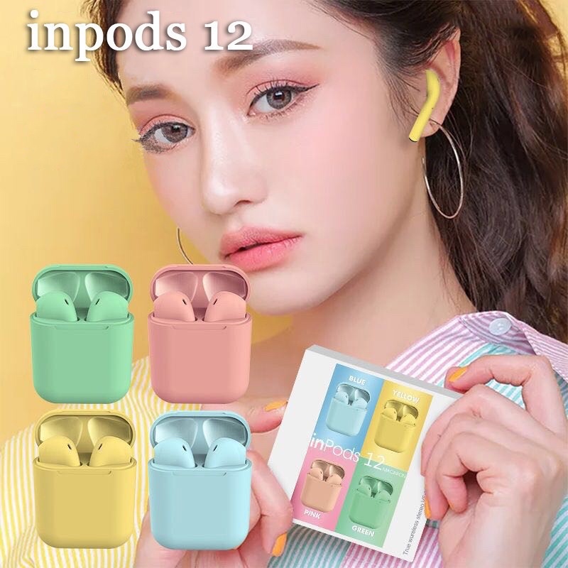 Medan Headset Bluetooth Ipods i12 TWS Wireless Earphone Bluetooth Earbuds Matte Macaron Android IOS