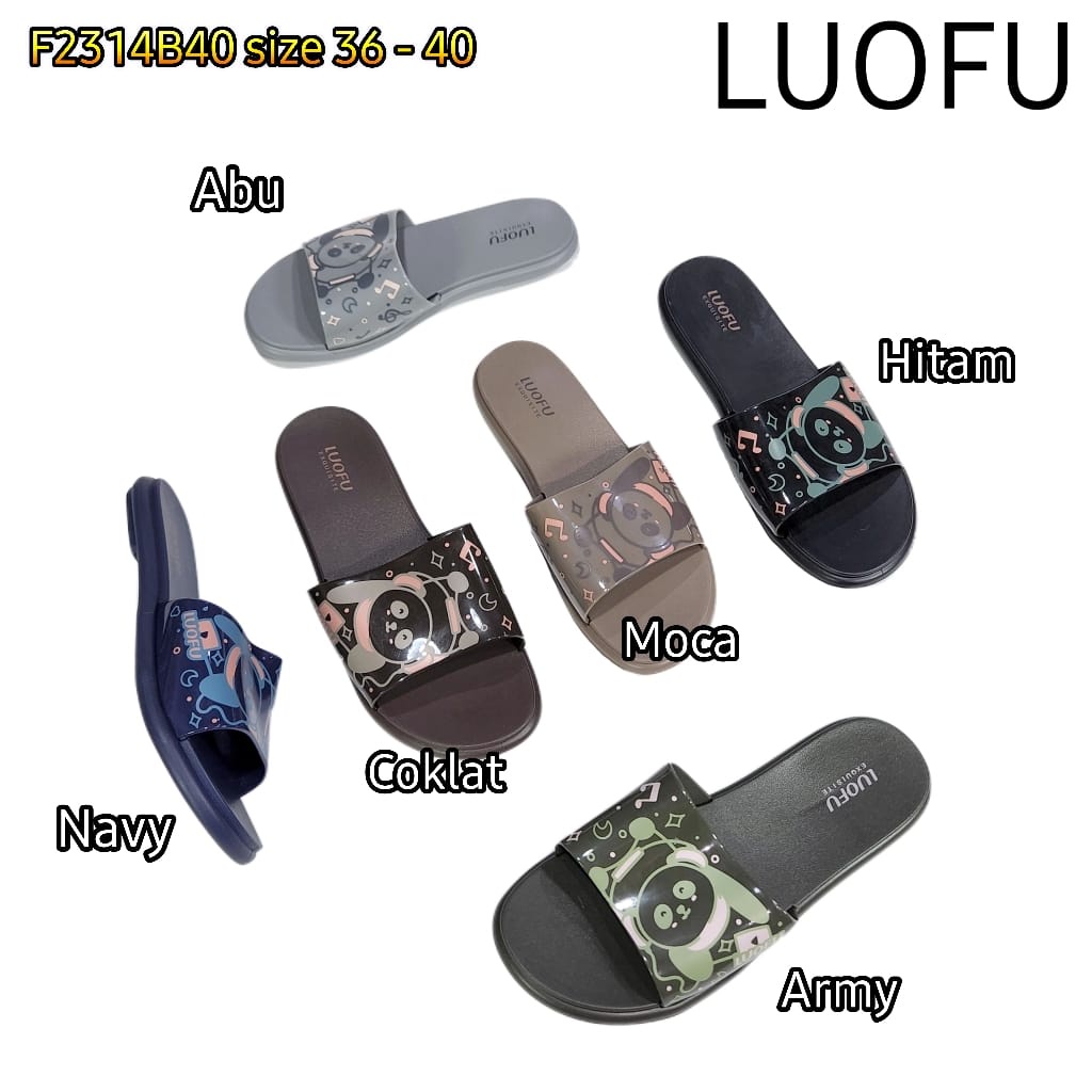 jelly sandal karet selop wanita luofu import sendal murah cewek F2314B40