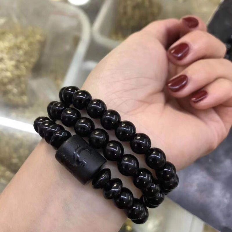 [Women &amp; Men Natural Dragon Phoenix Obsidian Beads Bracelet] [Stress Relief Healing Chakra Yoga Lucky Bracelet] [Jewellery Accessories Gifts]