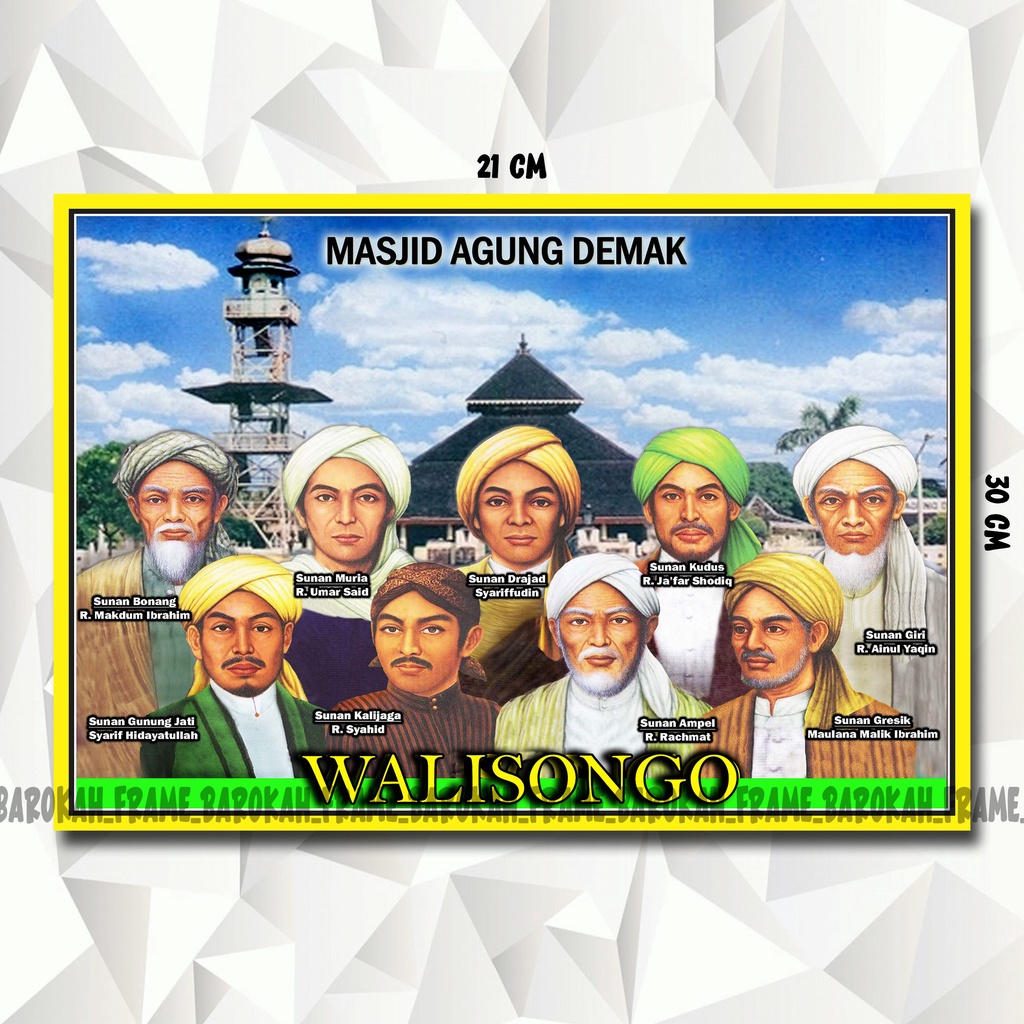 poster bingkai walisongo dan gambar sahabat nabi (21x30)