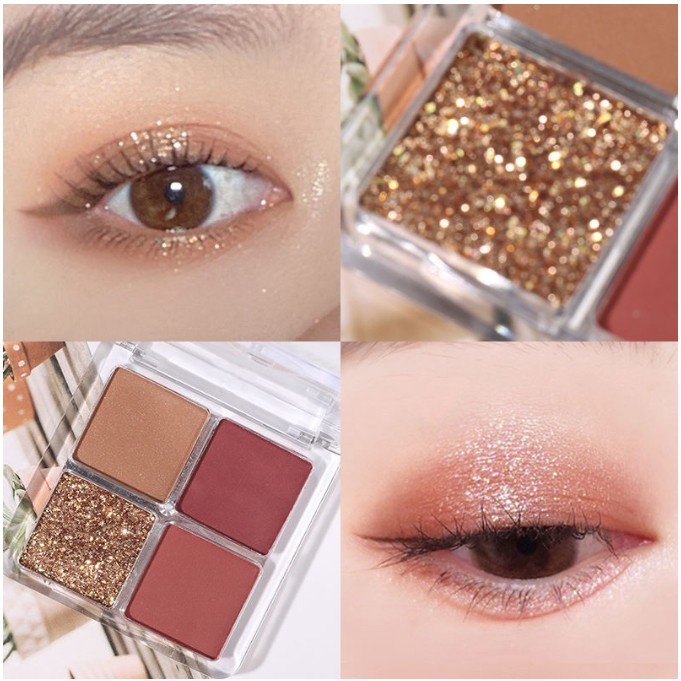 Palet Eyeshadow 4 Warna Matte Pearlescent Anti Air Tahan Lama Untuk Makeup/LAMEILA Imporrt/