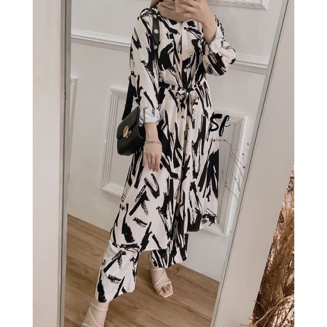 MANDA ONE SET WANITA / SETELAN RAYON DAILY ONE SET BAJU SETELAN PAJIMAS WANITA KEKINIAN-GABY LONG SET