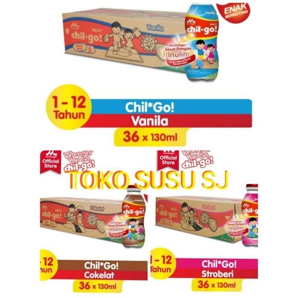 CHIL GO CAIR LIQUID uht CARTON 36X130ML VANILA COKLAT STRAWBERRY ORIGINAL MELON MADU/KARTON/CHILGO carton/liquid/36 X 130ML/karton/36pcs