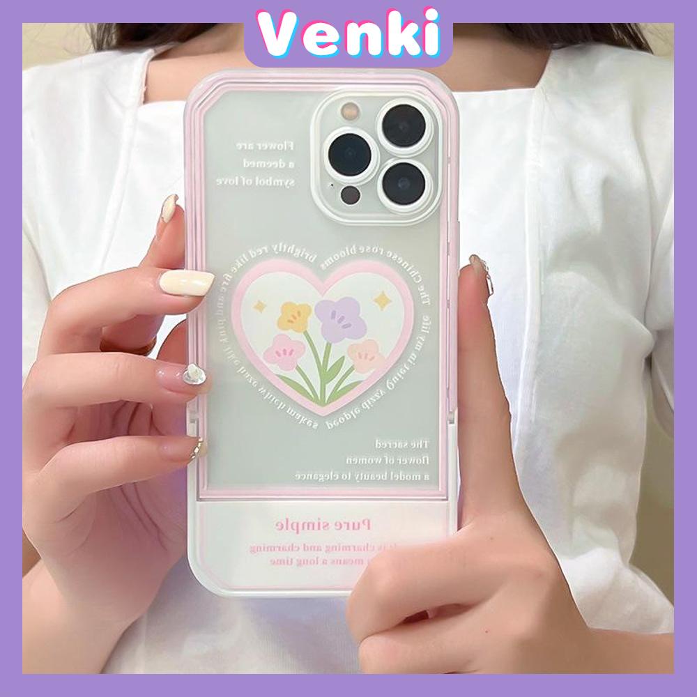 iPhone Case Acrylic Invisible Folding Stand Silicone Soft Case Airbag Shockproof Camera Cover Flower Cute Compatible For iPhone 11 Pro Max 13 Pro Max 12 Pro Max 7Plus xr XS Max