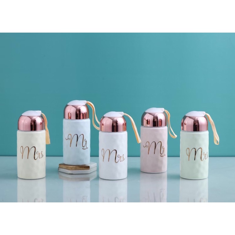 Gelas Mug Termos Keramik Mr Mrs Couple Set Cantik