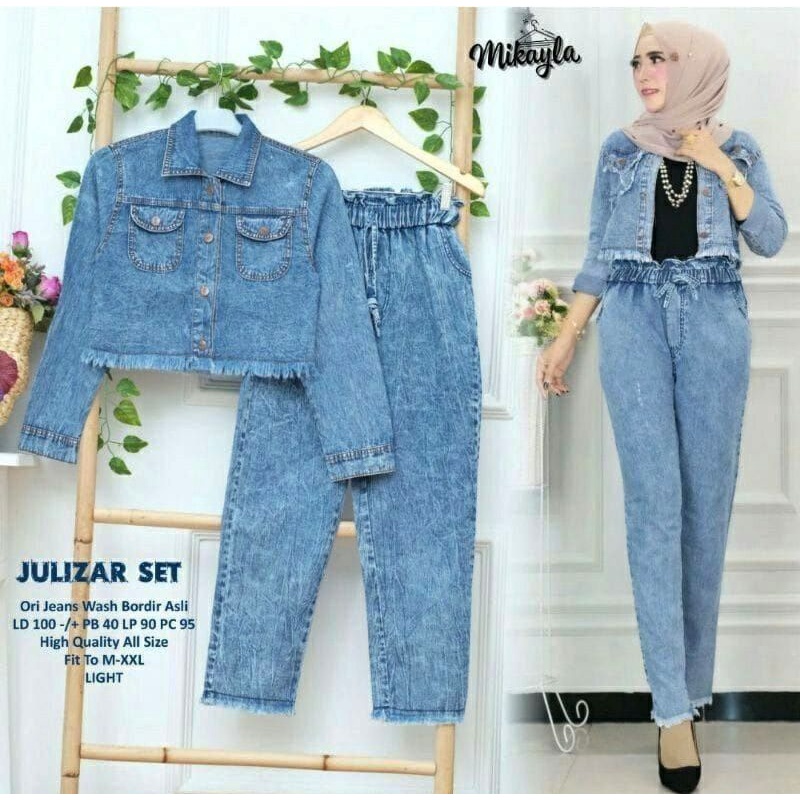 julozae setelan baju wanita jakett(XL-JUMBO)jakett setelan jeans celana boyfriend jumbo