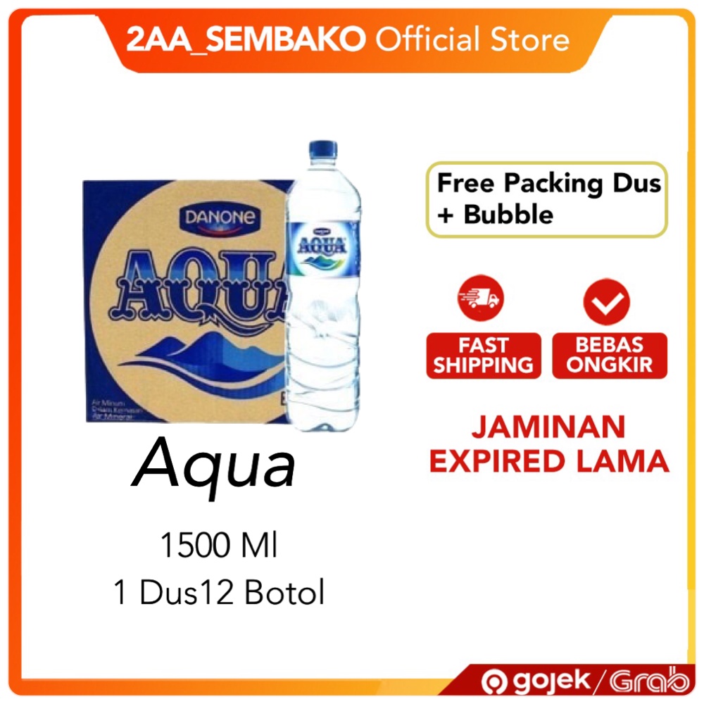 

AQUA Air Mineral Botol 1500ML 1.5 LT ISI 12 BOTOL